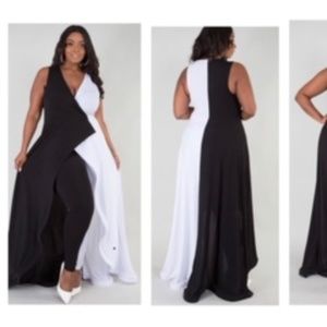Black/White Ruffle Jumpsuit